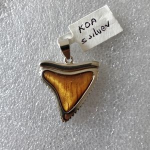 Koa shark tooth pendant Sterling Silver Aloha!
